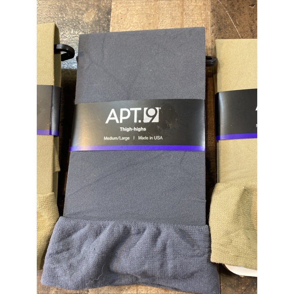 Apt 9 Wide Band Thigh High 1 Gray 2 Neutral Stockings Size Fits Medium Large M/L - Picture 3 of 16